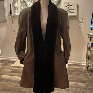 Alorna wool blend faux fur elegant penny lane swing  coat vintage USA tan OSFM